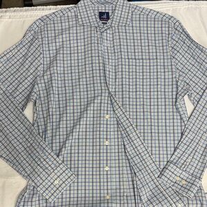 johnnie-O Blue and White Plaid Shirt